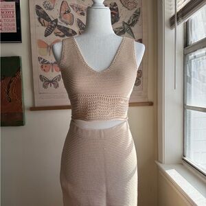 House of Harlow 1960 Beige Knit Two-Piece Set